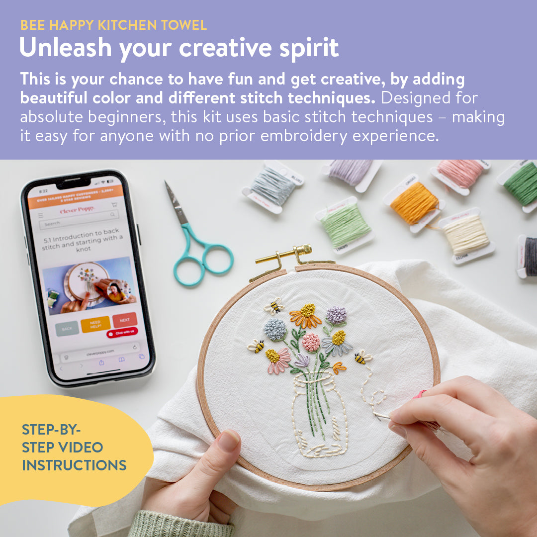 Bee Happy Kitchen Towel Beginner Kit
