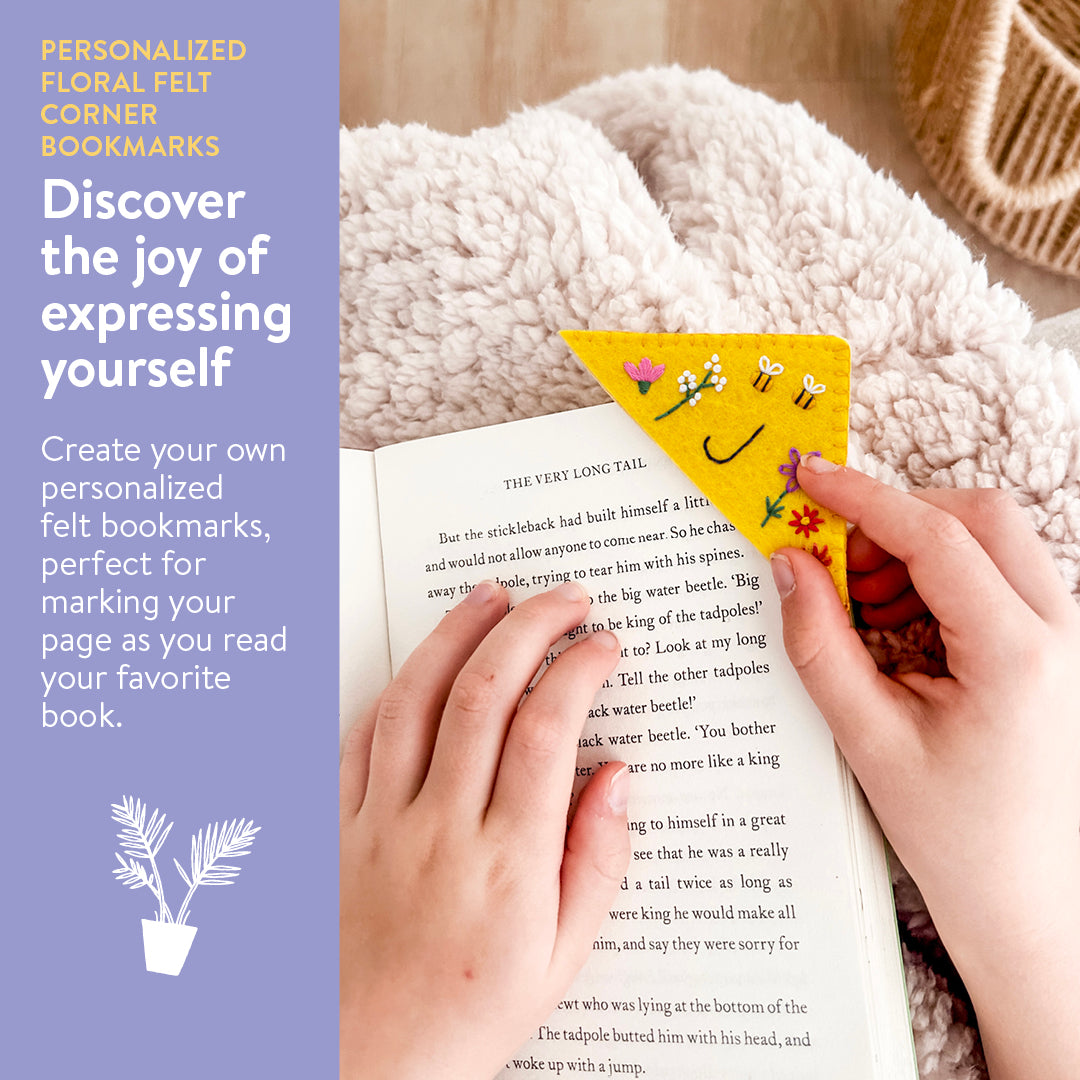 Personalized Floral Felt Corner Bookmarks Beginner Kit