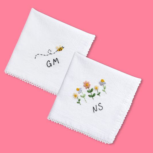 Personalized Bees and Florals Handkerchiefs Beginner Kit