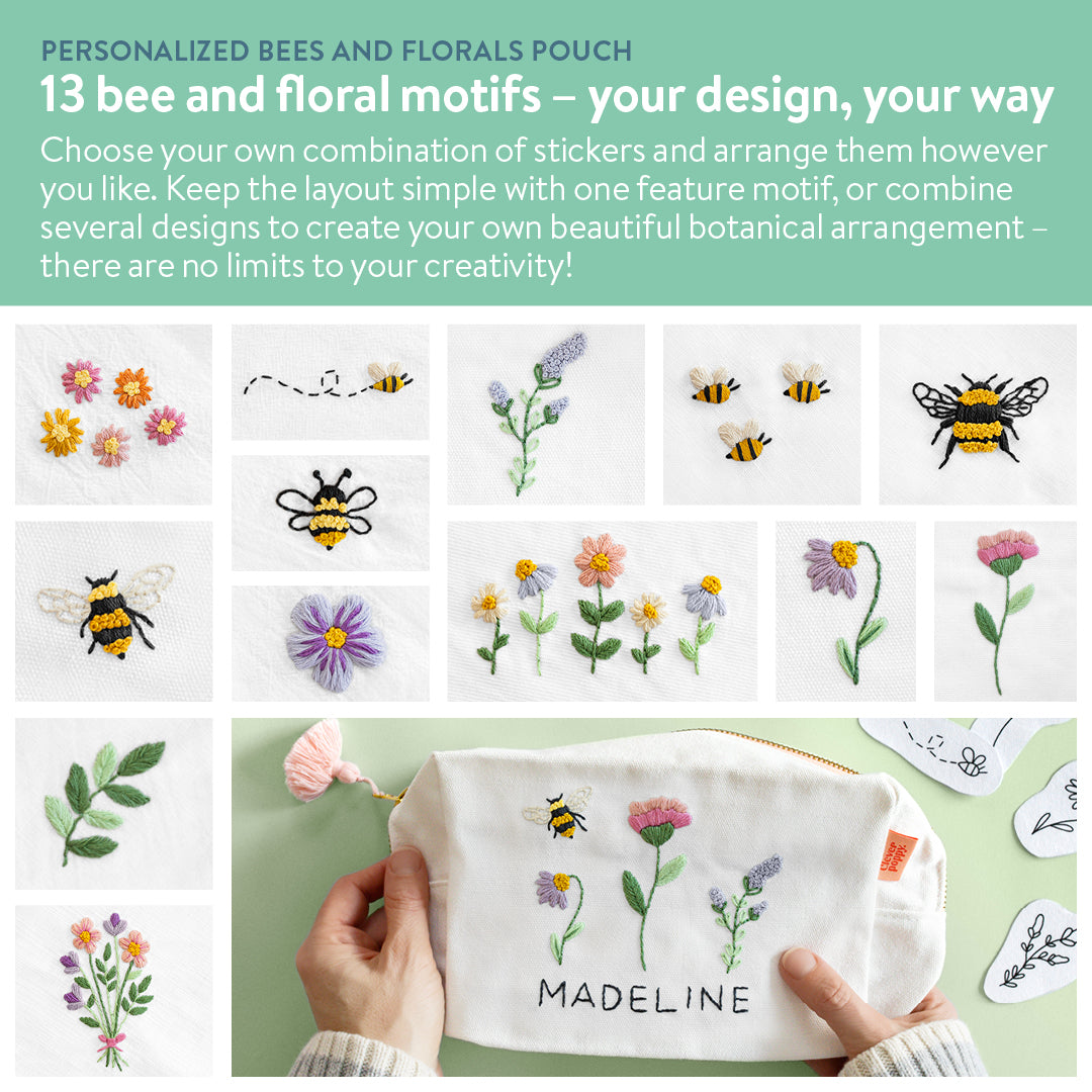 Personalized Bees and Florals Pouch Beginner Kit