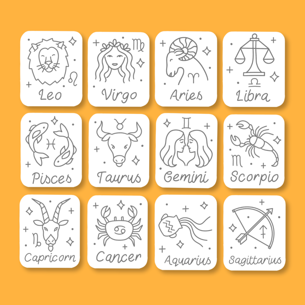 Zodiac Wash Away Stickers Pack