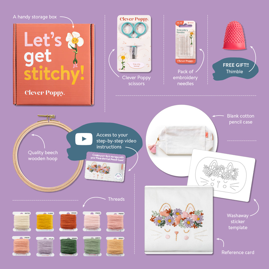 Flora the Cat Pencil Case Kit